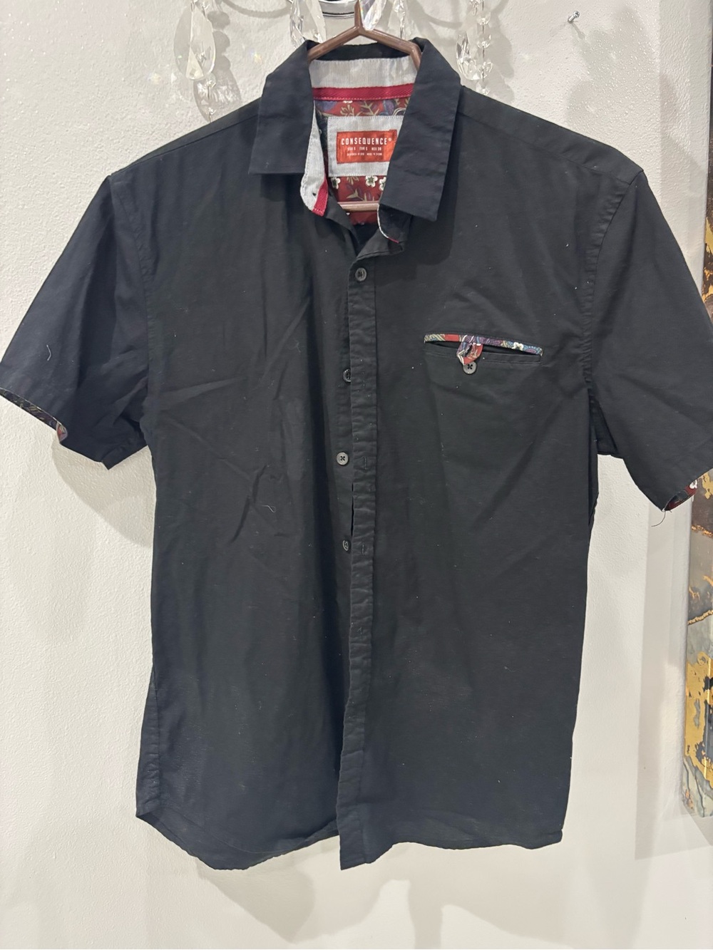 Consequence Men's Black Short-Sleeve Button-Down Shirt